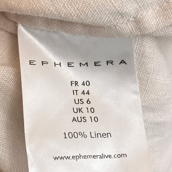 EPHEMERA US‎ 6 UK 10 Blush Ruffle Scalloped Hem Linen Embroidered Bow Tie Top - Picture 5 of 6